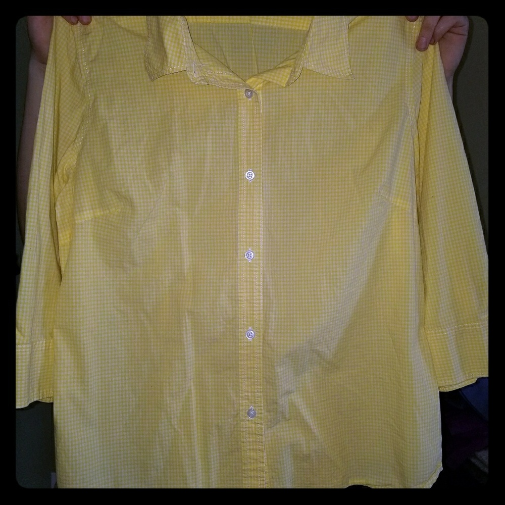 Gap Button Front Top Size 16 Yellow Check - image 1